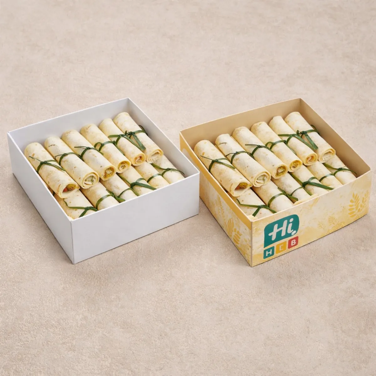 Custom printed cardboard boxes for wraps with brand logos and decorative patterns for enhanced takeaway presentation- class=